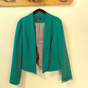 AB Studio Emerald Green Cropped Lined Blazer
